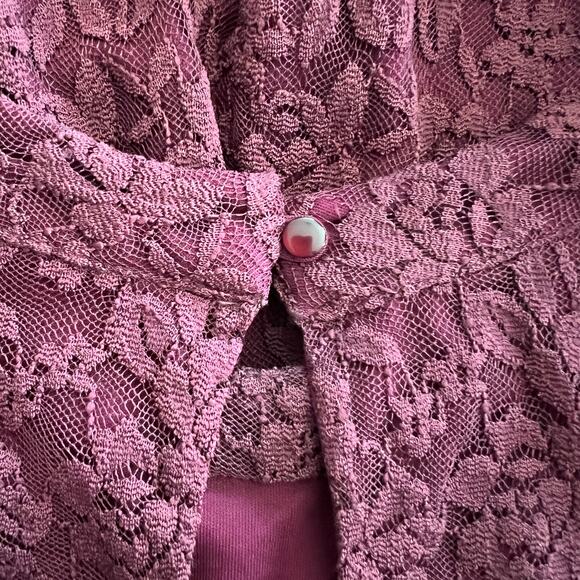 Lace Whimsigoth Sheath Dress Boho Bell Sleeves Red Burgundy Witchy Gypsy Size M - Picture 6 of 10